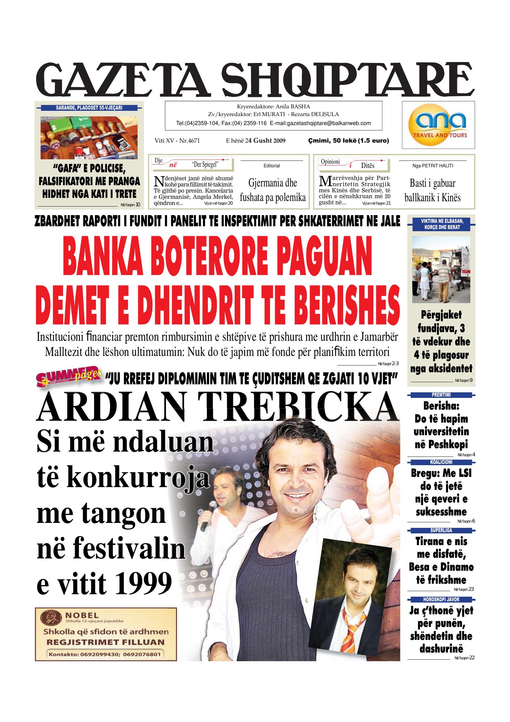 Gazeta Shqiptare 2009-08-24